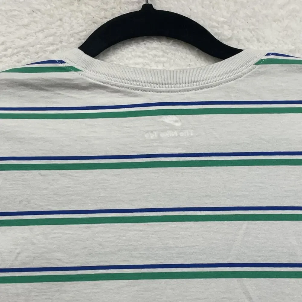 Nike Shirt Mens Large White Green Striped The Nike Tee Embroidered Swoosh Logo - Picture 6 of 11